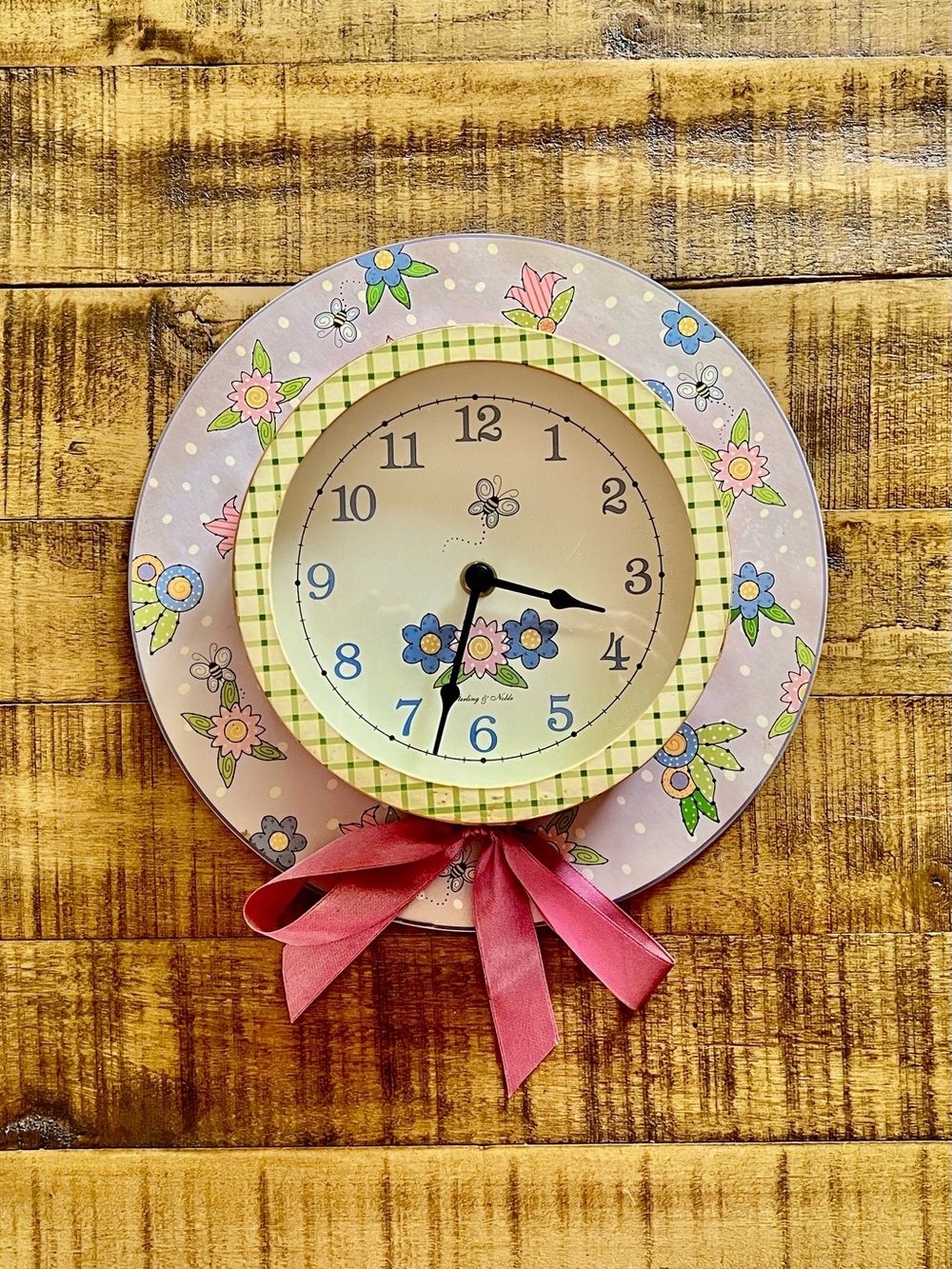 Vintage Sterling & Noble Hat Wall Clock Floral Cottagecore Grannycore